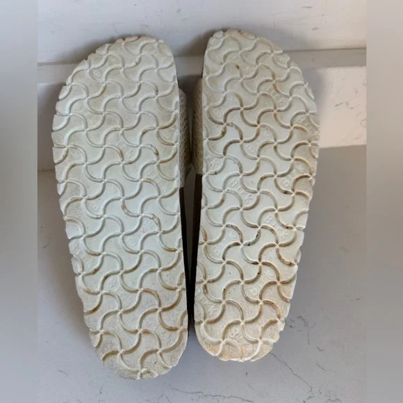 Birkenstock Cream/Gold Snakeskin Print Madrid Slide Sandals Women’s 6.5 - Picture 6 of 9